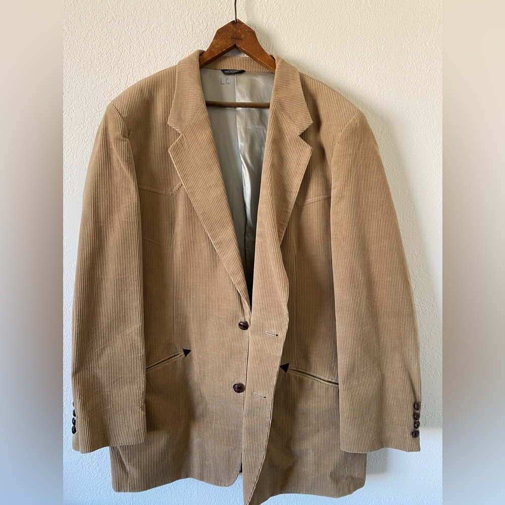Vintage Joe Namath signature collection, men’s corduroy blazer jacket 46L Tan